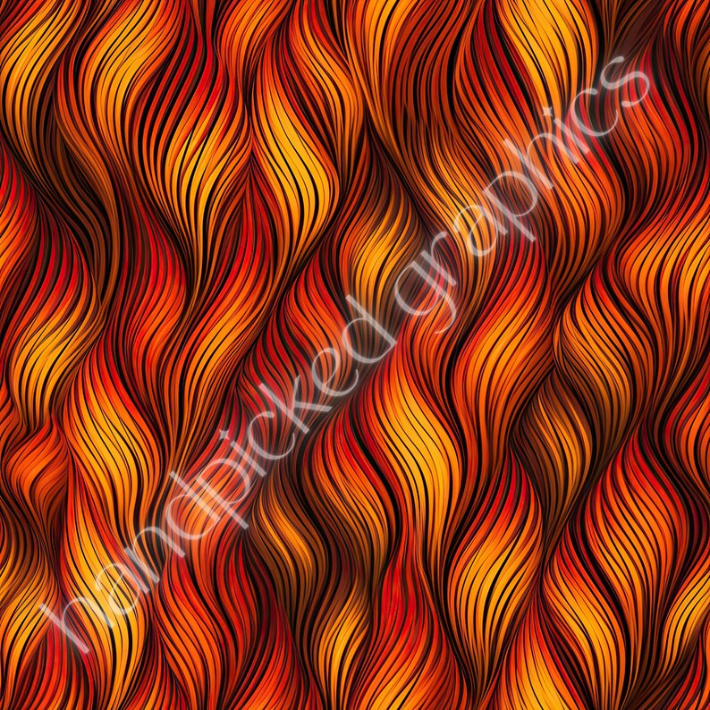 Fire Flames Seamless Patterns, Burning Fiery Digital Paper, Instant ...