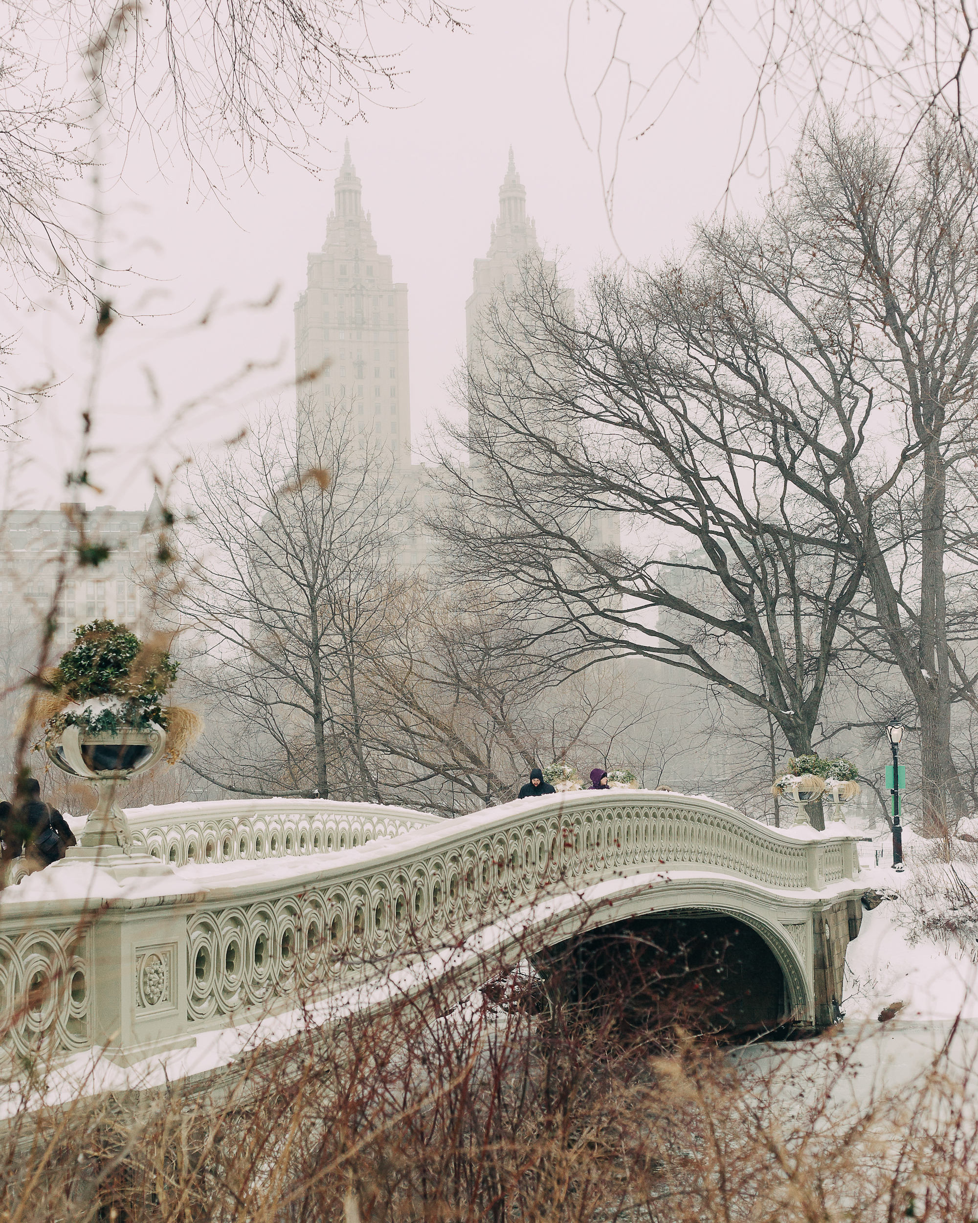 Snowfall on the Bow Bridge // Central Park, NYC Photography, New York