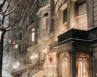 Snowstorm in New York City // NYC Upper East Side Holiday Christmas Photography Print 8x10 11x14 16x20 Travel Winter Scene Wall Art