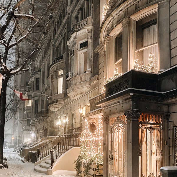 Snowstorm in New York City // NYC Upper East Side Holiday Christmas Photography Print 8x10 11x14 16x20 Travel Winter Scene Wall Art