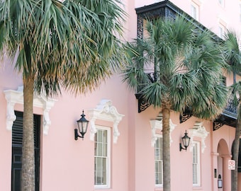 Pink and Palms II / Charleston, South Carolina Pink Wall Art, Travel, 8x10 Print 11x14 Print Southern Art Pink Decor Nursery Palm Tree