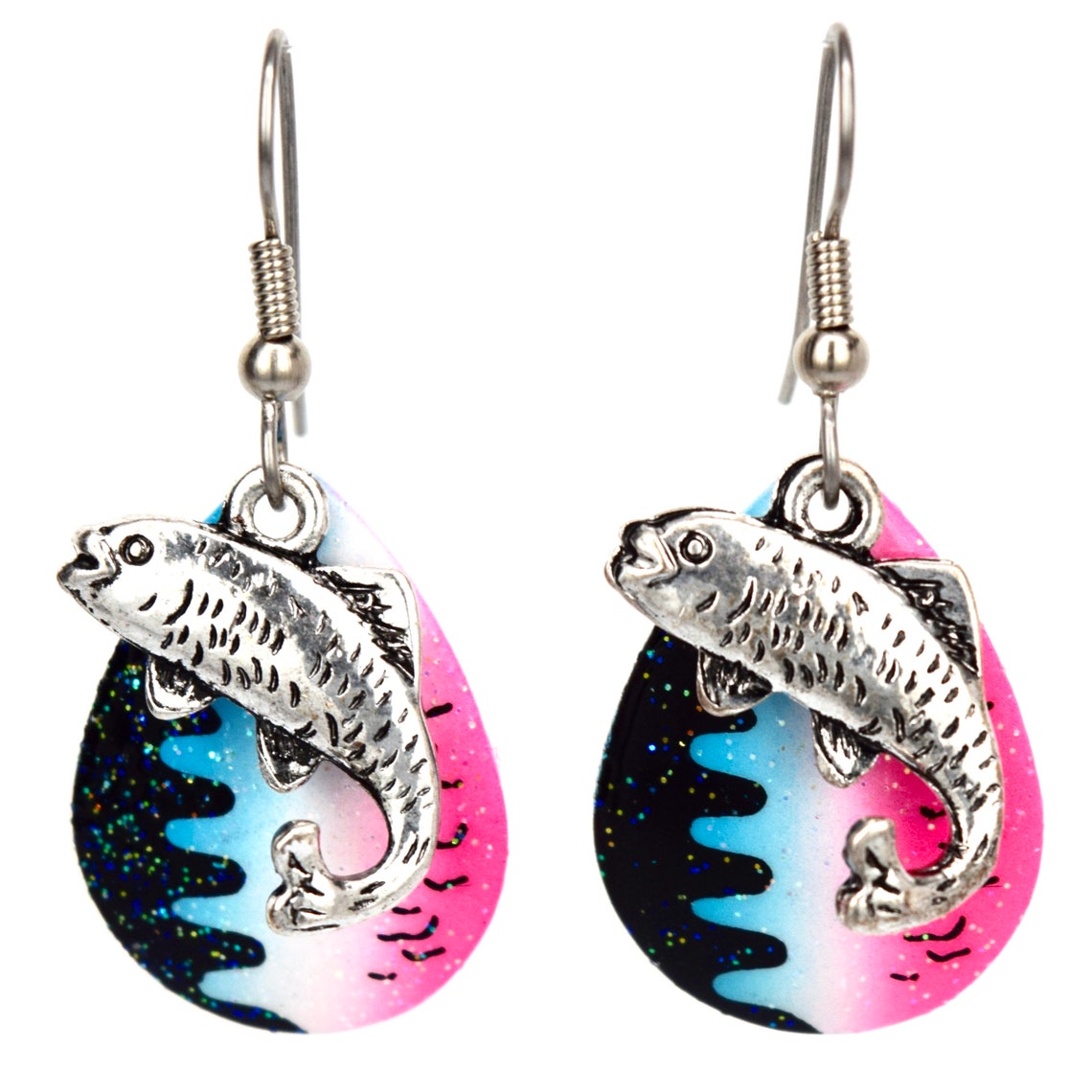 Salmon Fish Scale Fishing Lure Jewelry Earrings Made in Maine Etsy