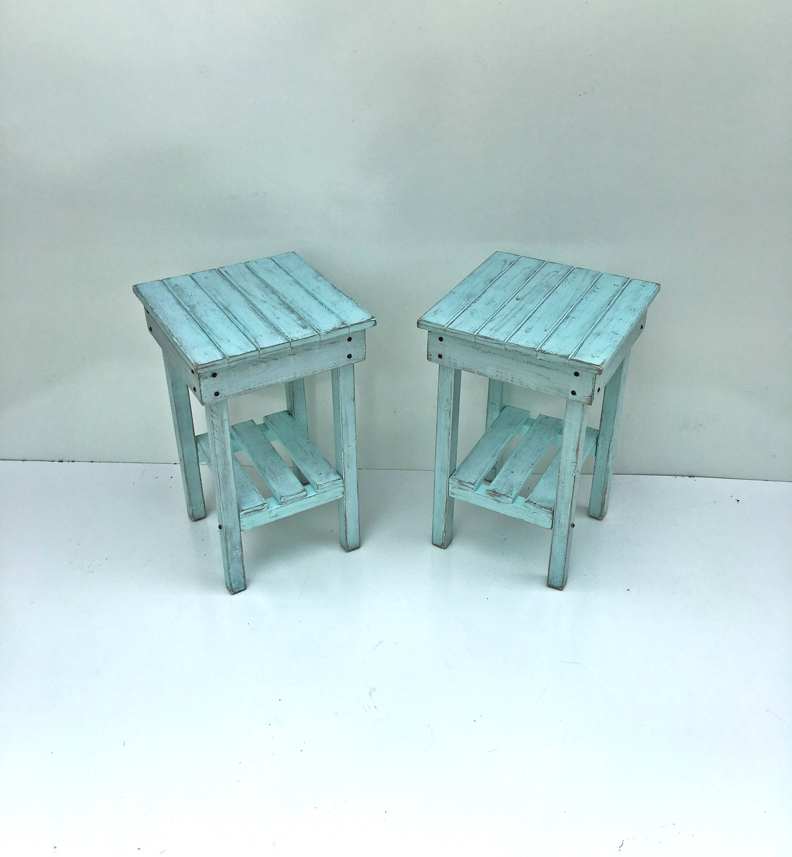 Distressed Night Stand Set Distressed End Table Set Bed Side Tables Rustic Table Farmhouse Side Table Vintage Wooden Table