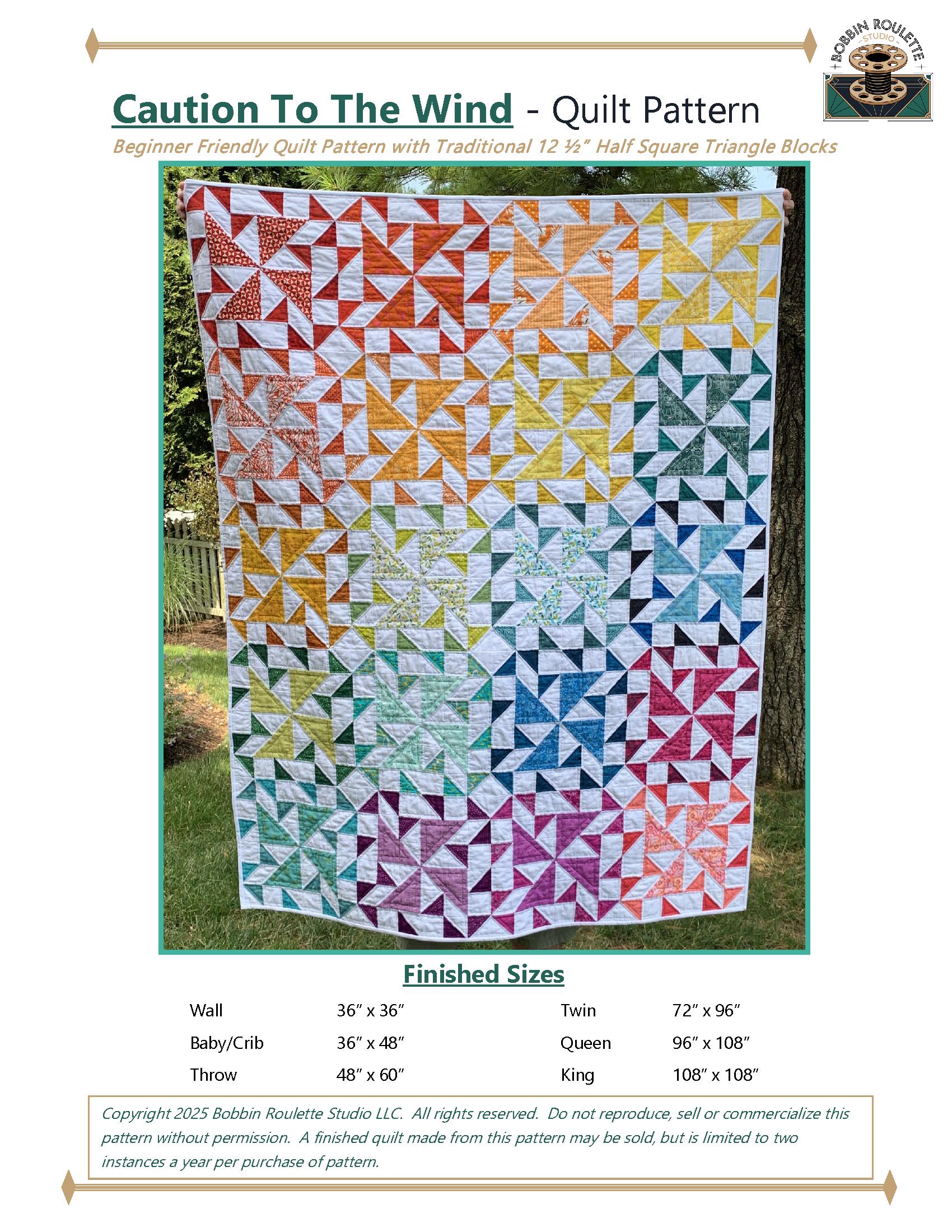 Quilt Roulette Quilt Pattern Caution to the Wind PDF Quilt Pattern by Bobbin Roulette Studio - Etsy