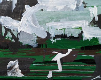 Metra 1 - Abstract Painting: Acrylic on canvas paper (7x5")
