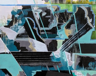 Is it Fate? - Abstract Painting: Oil, Pencil, Acrylic on Wood Panel (12x12")