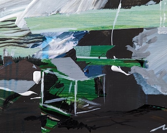Metra 3 - Abstract Painting: Acrylic on canvas paper (7x5")