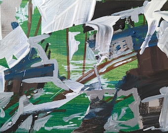 Metra 4 - Abstract Painting: Acrylic on canvas paper (7x5")