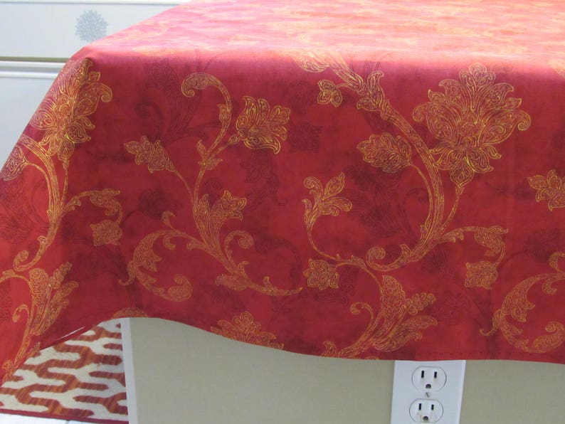 TABLE CLOTH Red and Gold Heavy Decorator Fabric 71 x 44 Etsy