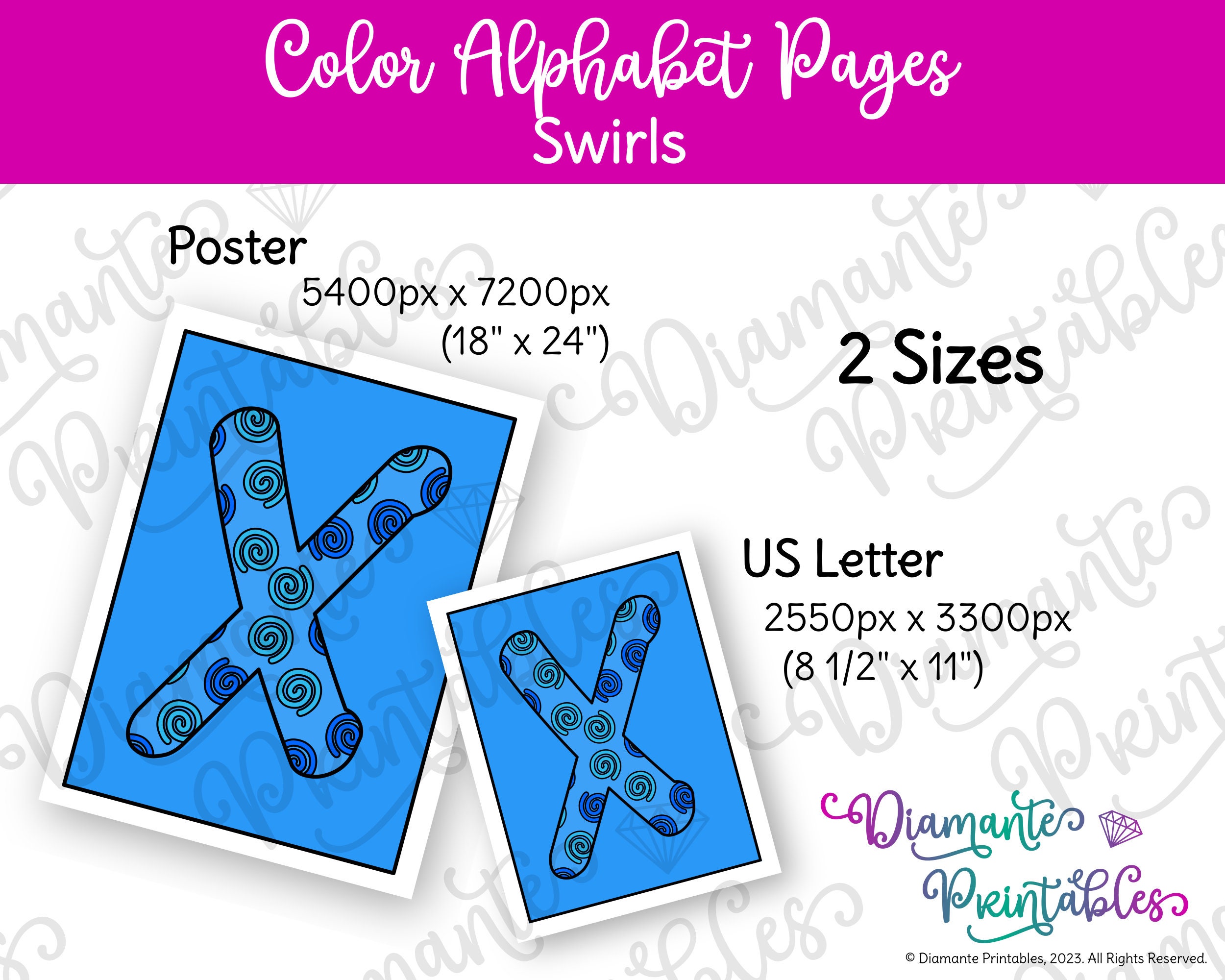 Swirl Pattern Letters Printable Alphabet Poster Bundle | Swirls Bulletin Board Letters ...