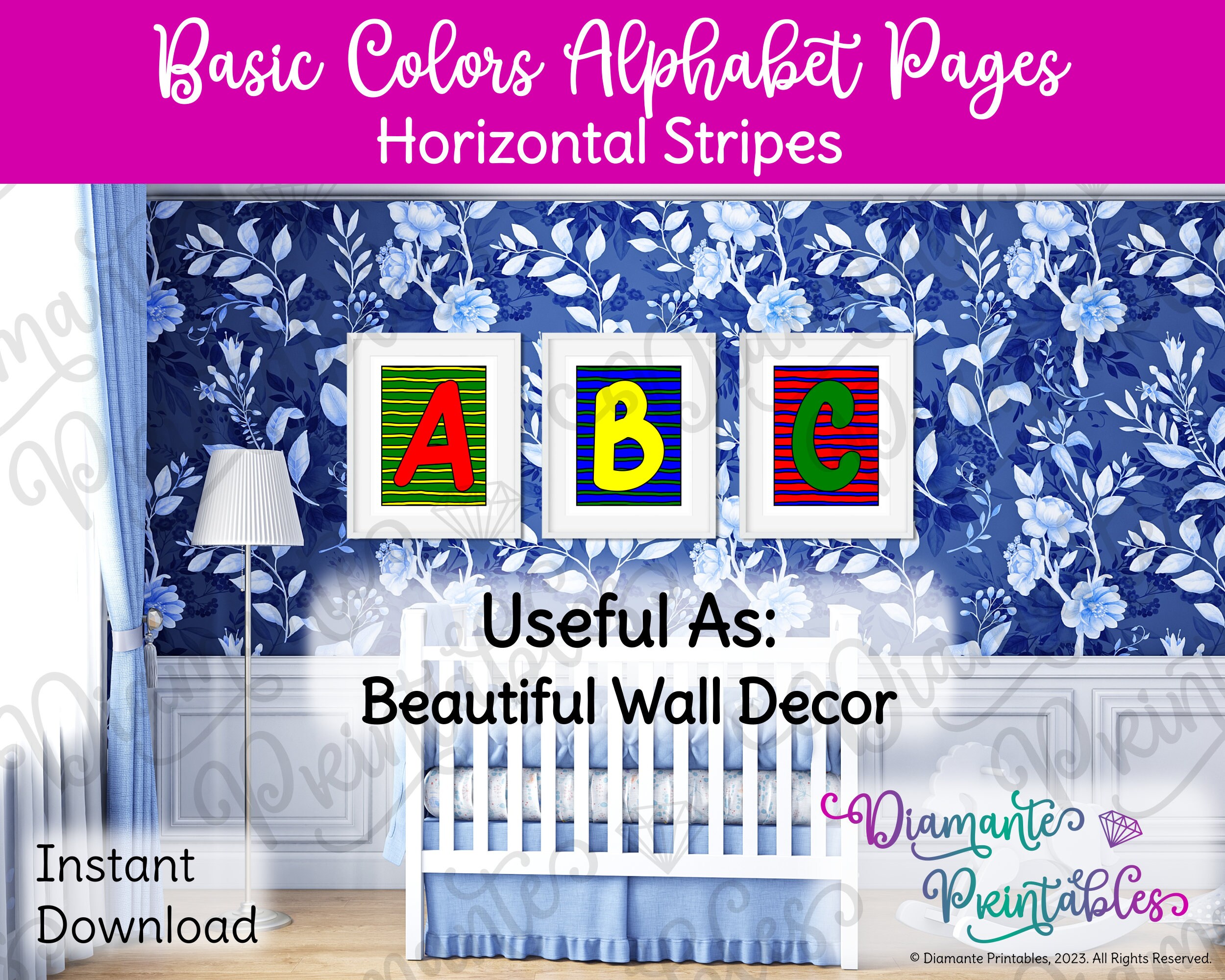 Printable Alphabet Poster Bundle | Horizontal Stripes Bulletin Board ...