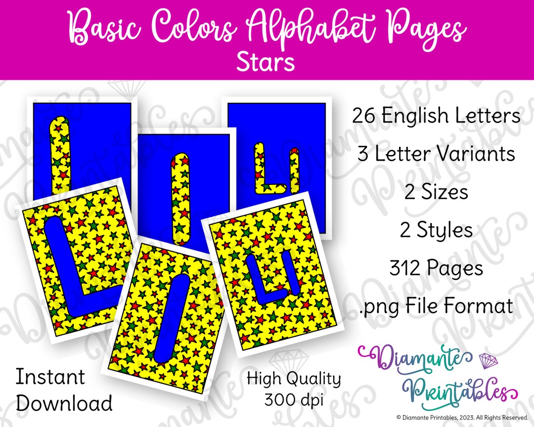 Printable Alphabet Poster Bundle | Stars Bulletin Board Letters | Basic ...