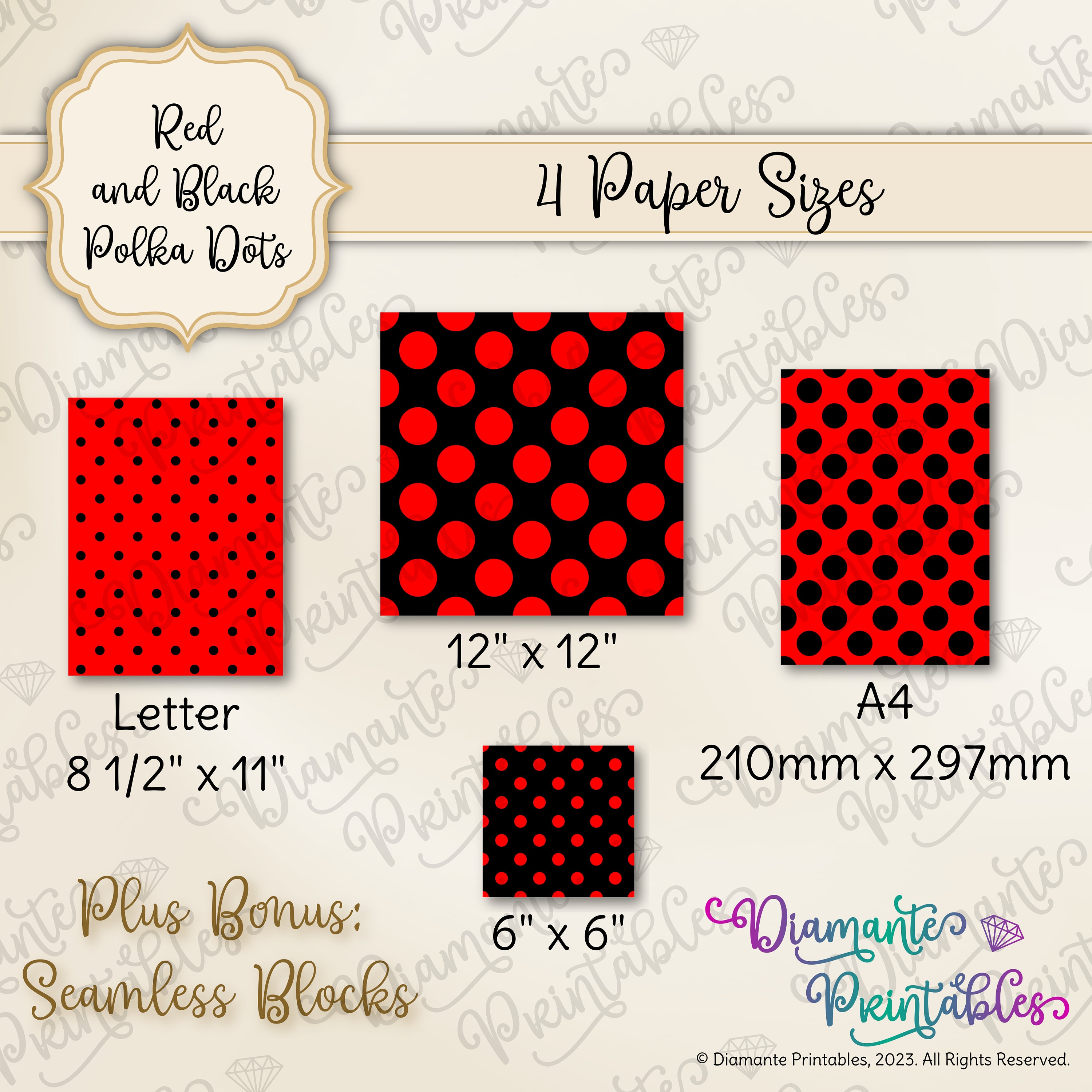 Red and Black Polka Dots Digital Paper Pack 12 Styles 4 - Etsy