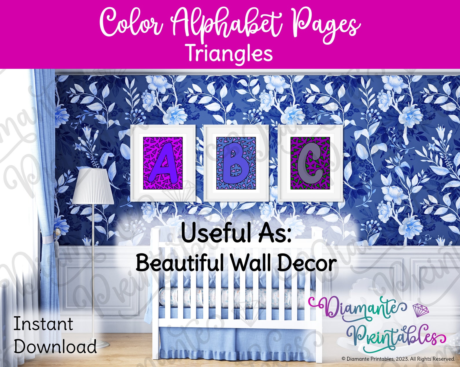 Triangle String Letters Printable Alphabet Poster Bundle | Triangles Bulletin Board Letters ...