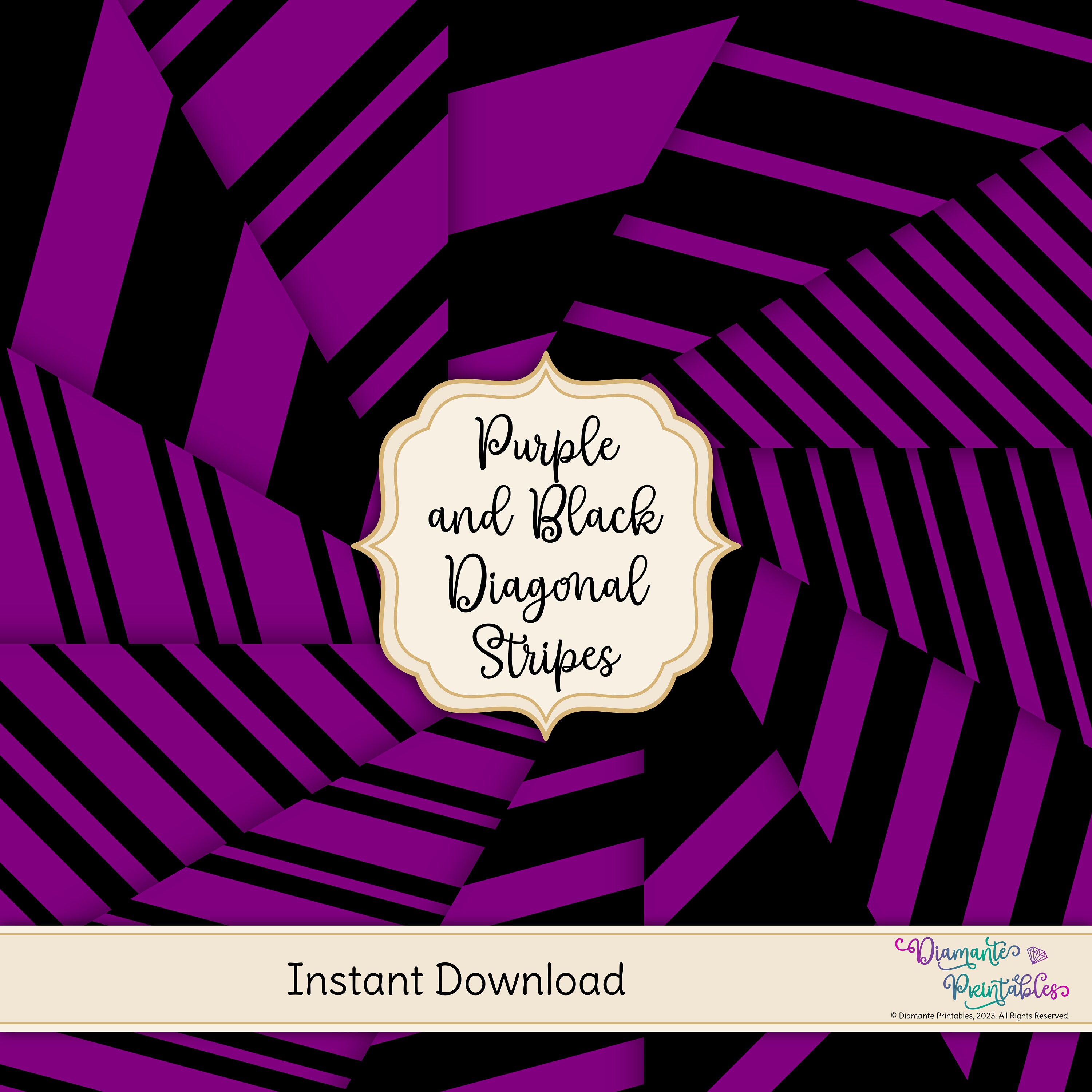 Purple and Black Diagonal Stripes Digital Paper Pack | 12 Styles | 4 ...