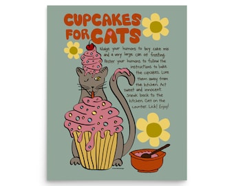 Katzen Cupcake Kunstdruck: Originales Poster für die Küche