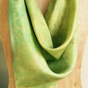 Silk Scarf Hand-painted Silk Square Gold Golden Brown Spring Green Turquoise Marble Handdyed Brooklyn Designer 35&quot; Silk Head Scarf Mom Gift