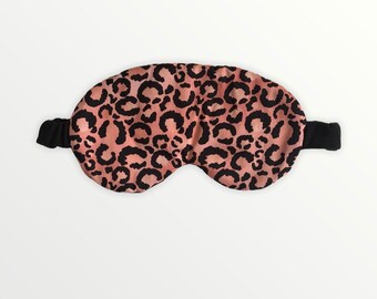 Leopard print sleep mask, leopard eye mask, leopard print cotton sleep mask, blush leopard sleep mask, leopard traveling sleep mask,