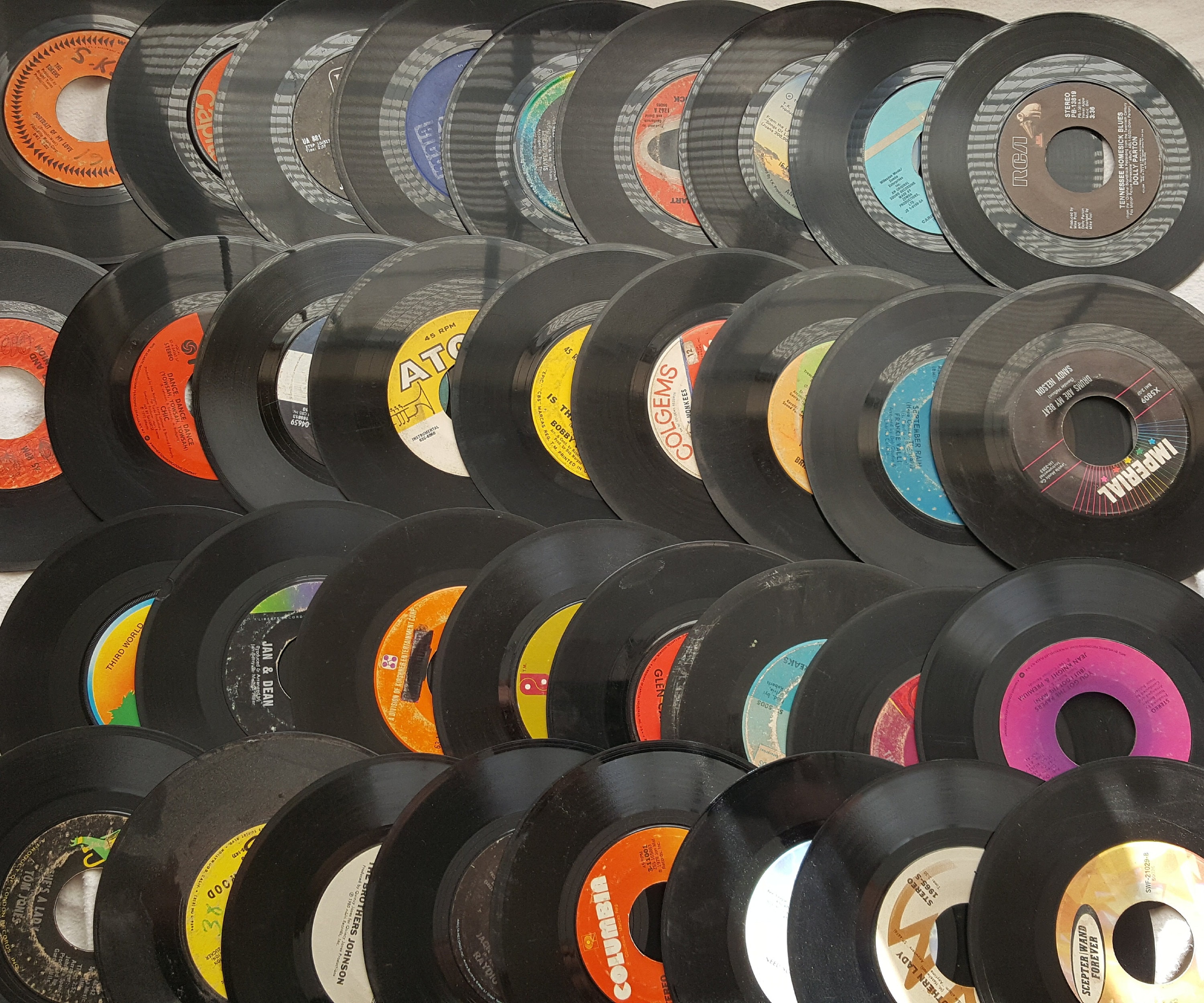 Vintage Used 45 RPM Vinyl Records 100 Count for Playing or