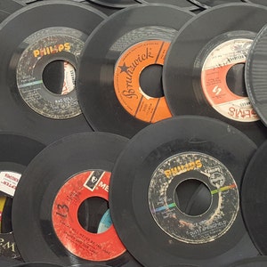 Vintage Lot of Ten(10) 45 RPM Vinyl Records for Playing or Crafting