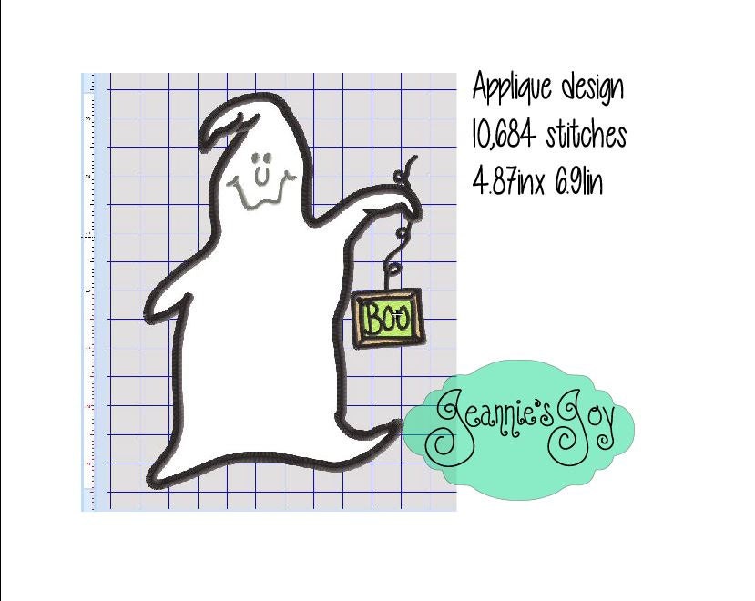 Applique Design Gilbert the Ghost Includes 4 Sizes All - Etsy