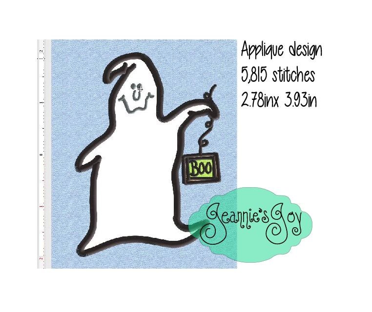 Applique Design Gilbert the Ghost Includes 4 Sizes All - Etsy