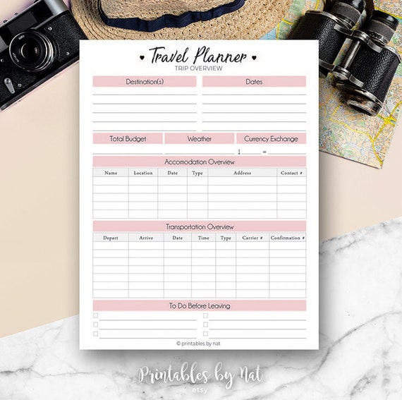 Trip Overview Travel Planner Vacation Holiday Printable Etsy