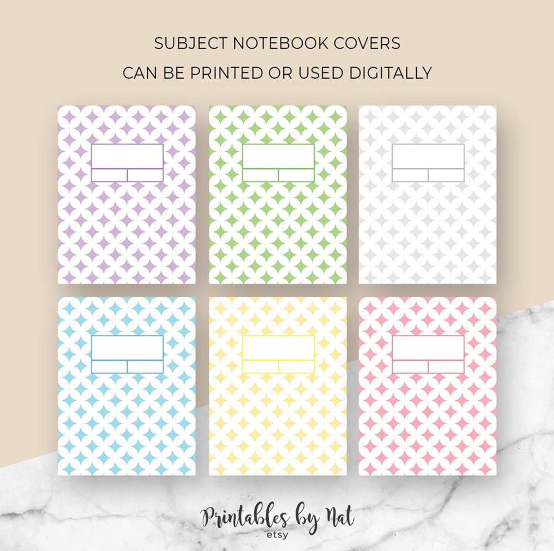 6 Digital and Printable Notebook Covers Subject Cover Etsy
