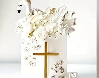 Gold Cross cake topper