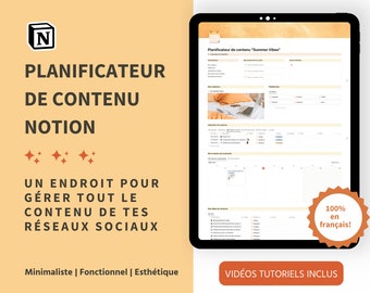 Notion Content Planner AUF FRANZÖSISCH | Soziale Netzwerke | Anpassbare Konzeptvorlage | Inhaltserstellung