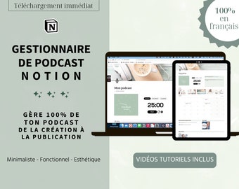 Podcaster de Template Notion EN FRANCÉS | Administrador de podcasts | Plantilla de concepto personalizable | Gestión de podcasts