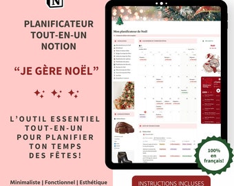 Noción del planificador navideño EN FRANCÉS | Concepto francés | Plantilla de concepto personalizable | organizador de vacaciones