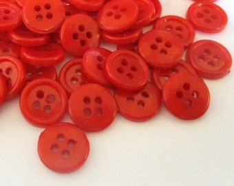 25 Red Plastic Buttons Small 10mm Round Buttons Kids Buttons 4 Holes Button Art Crafts Sewing Knitting Crochet Gift Wrap Hair Bows