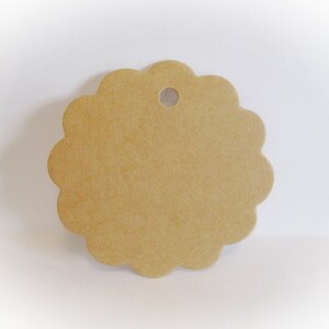 50 Kraft Gift Tags: Round Scalloped Brown Hang Tags