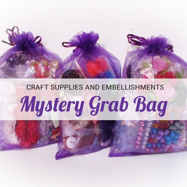 Craft Supplies GRAB BAG | Surprise Mystery Bags for Arts and Crafts Junk Journals Scrapbooking Jewelry Ornaments Dolls Hair Bows Decor 5x7"