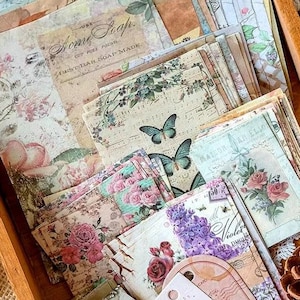100 Vintage Scrapbooking Papers | Beautiful Ephemera Paper Embellishments for Junk Journals Card Making Scrapbooking Gift Wrap Multiple Size