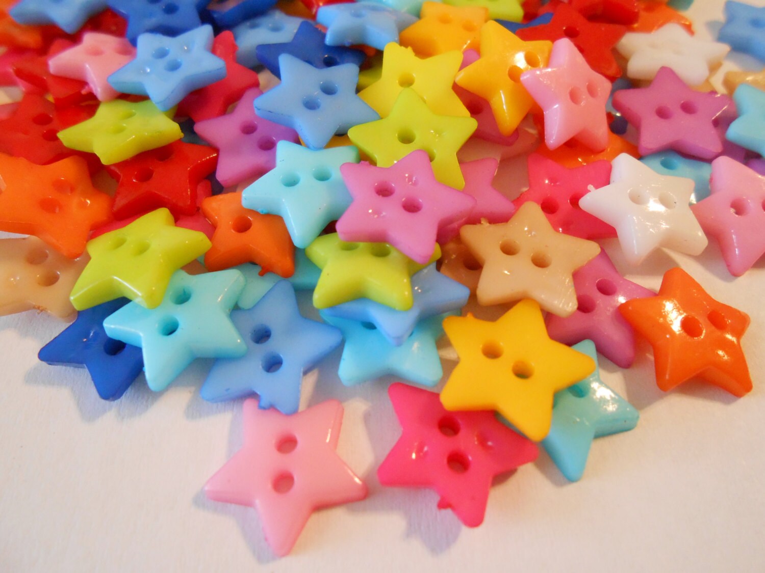 50 Multicolored Star Buttons Resin Buttons Small 12mm Mixed Buttons ...