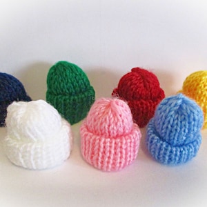 Knit Doll Caps | Winter Doll Clothes | Collectibles | Dollhouse Miniatures | Knit Hats | Mini Hats | Mini Caps | Doll Making | Winter Hats