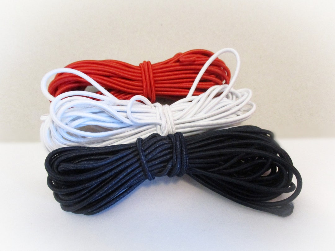 15 Yards Round Elastic Cord in 3 Colors Red Elastic White - Etsy