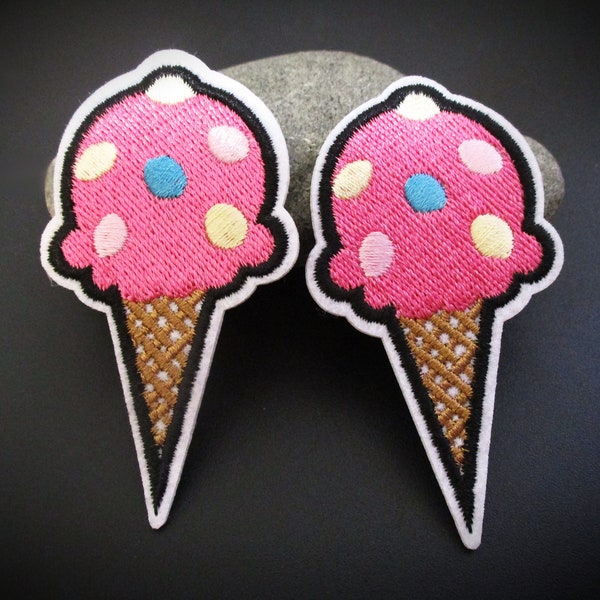 Ice Cream Cone Iron On Patches for Jeans Hats Jackets Backpacks Sweatshirts | Cute Patches for Girls | Fun Food Patches | Iron On or Sew On