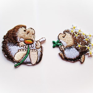 2 Hedgehog Patches | Embroidered Iron On Hedgehog Patch Set | Cute Patches For Kids Jeans Jackets Hats | Iron on Appliques | Hedgehog Gifts