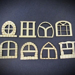 Fairy House Windows | Miniature Window Frames | Fairy Garden Supplies | Dollhouse Windows Accessories | Round Square Pointed Arched Windows