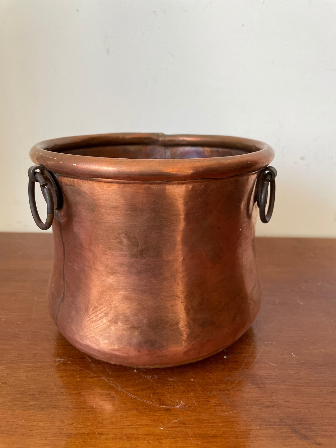 Antique Copper Container With Ring Handles Etsy