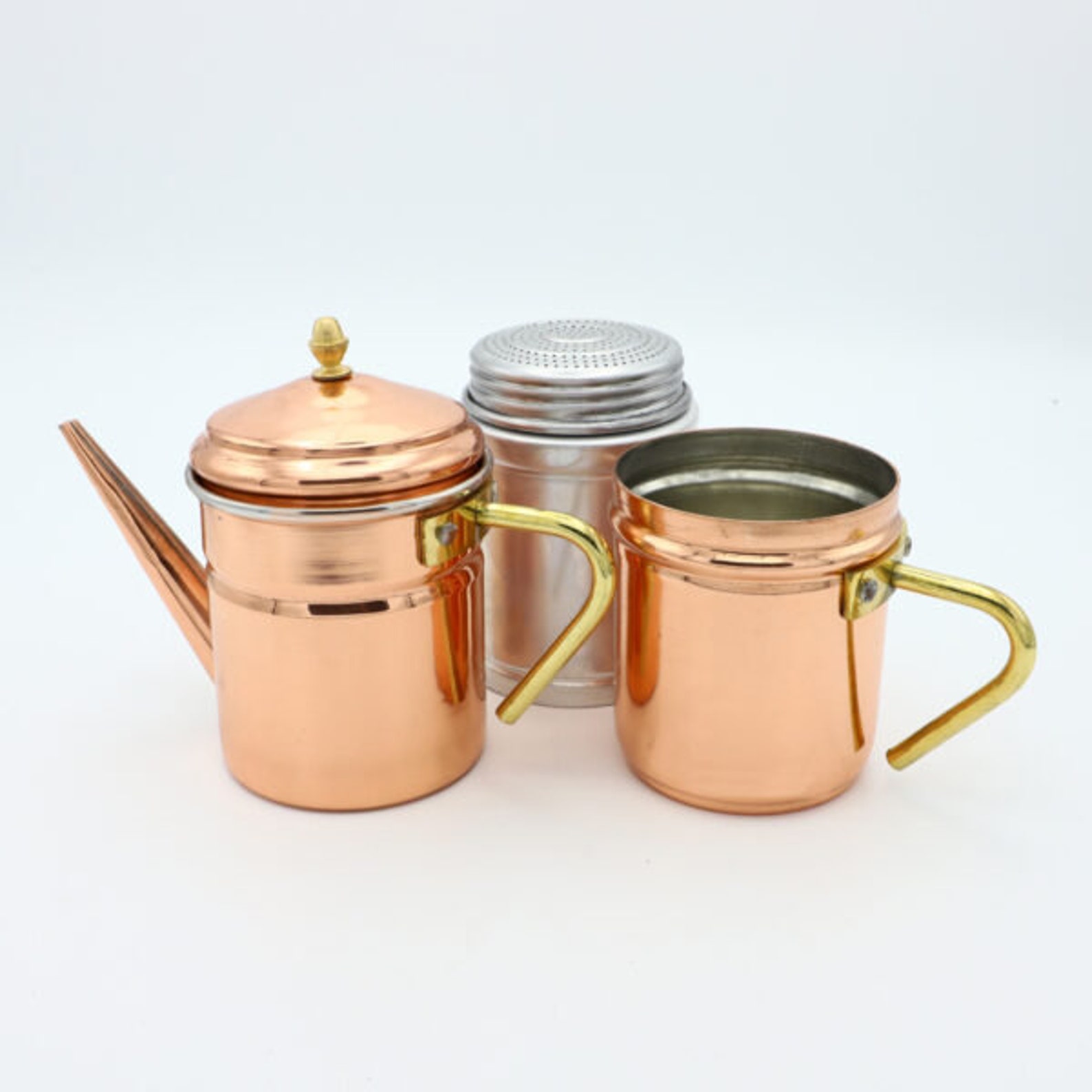 Neapolitan Coffee Maker in Copper and Brass Handles With 4 Etsy