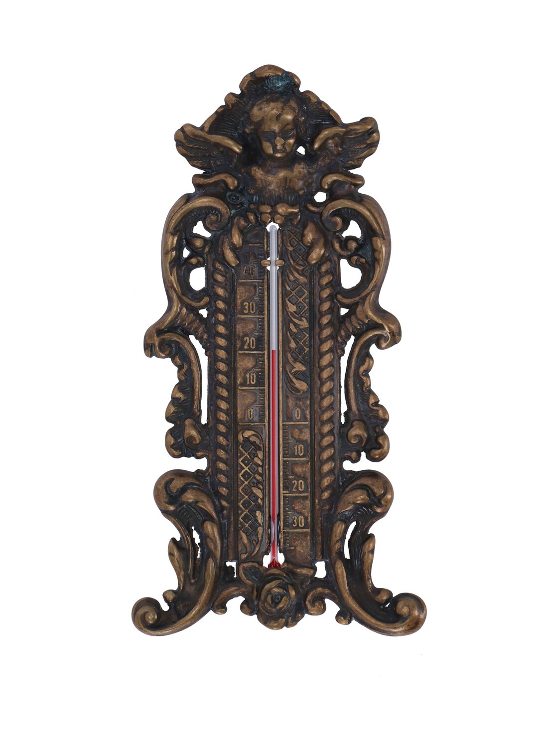 Brass Outdoor Thermometer With Angel Etsy UK