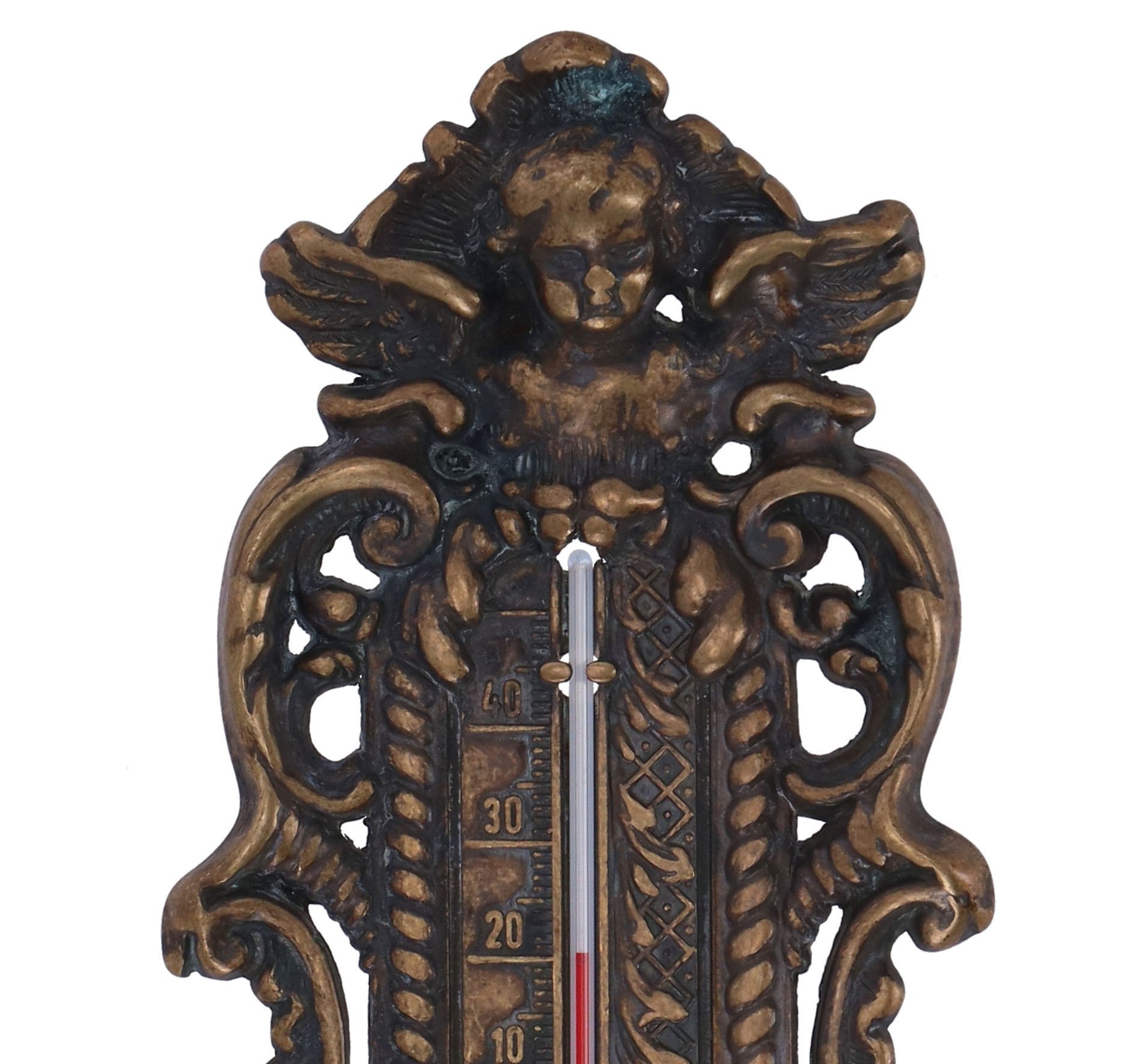 Brass outdoor thermometer with angel Home & Living Ornaments & Accents