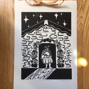 A Traveler’s Greeting - original woodcut print