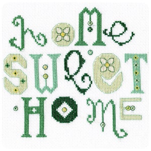 Home Sweet Home Cross Stitch Chart - Green. PDF Down load