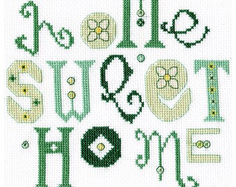 Home Sweet Home Kreuzstichvorlage - Grün. PDF Download