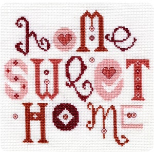Home Sweet Home Cross Stitch Chart - Red. PDF Down load